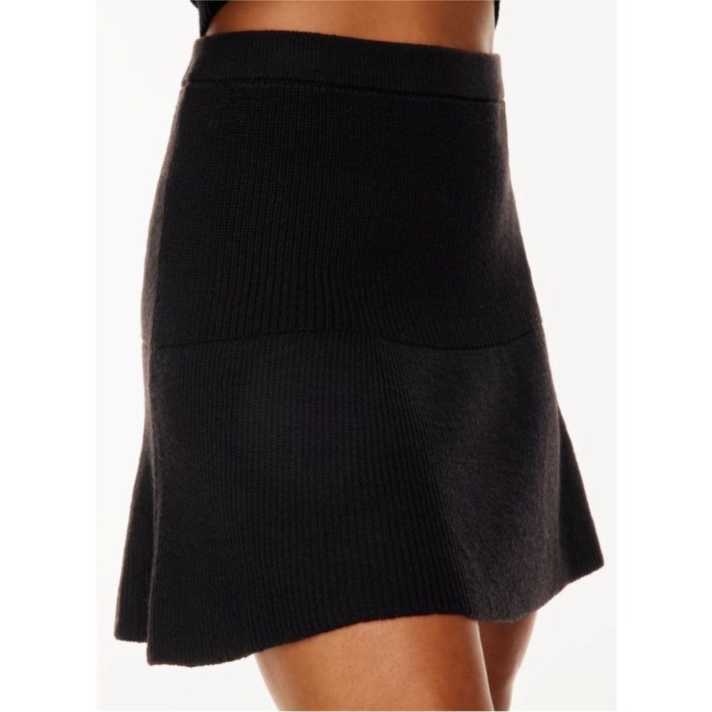 Babaton Black Knit A-Line Flared Skirt